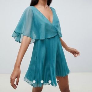 Turquoise Flutter Sleeve Dress